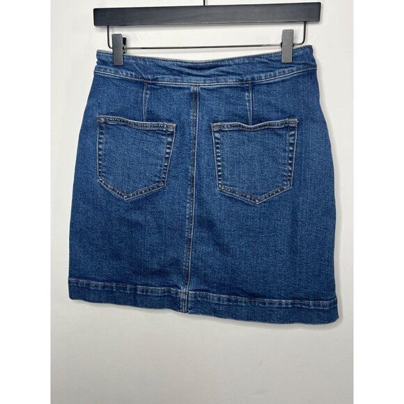 Loft Denim Button Front Mini Skirt Blue XS / 2 Casual Stretch - Picture 2 of 16